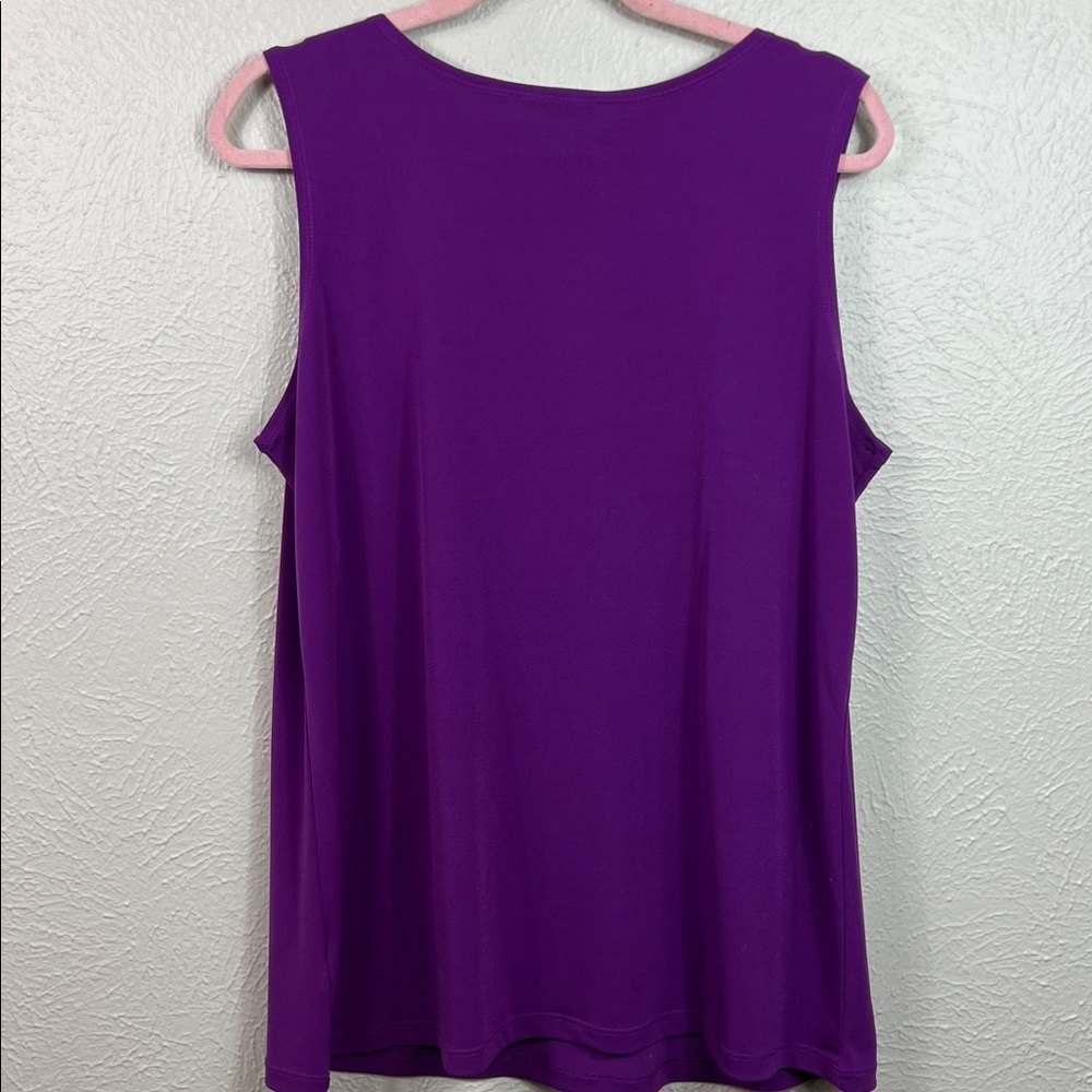 Susan Graver Purple Sleeveless Embellished V-Neckline Top Large - Picture 5 of 5